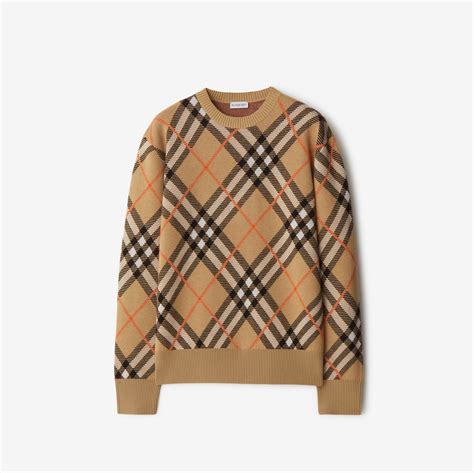 burberry mock neck sweater|Check Wool Blend Sweater in Sand .